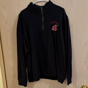 Champion Black Quarter-Zip Sweater with Red Logo